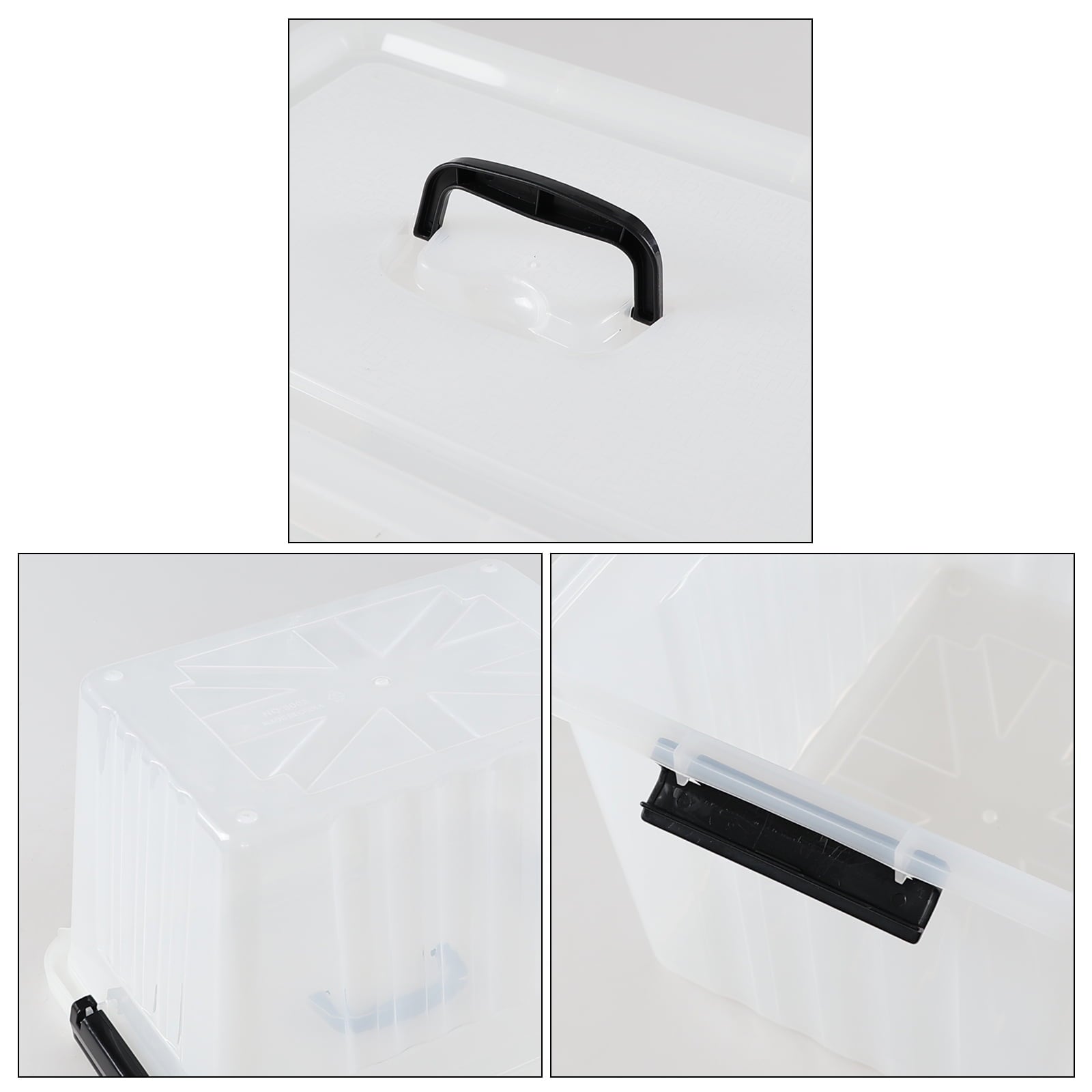 Ponpong 18L Large Plastic Storage Box, Clear Plastic Latch Box, 4 Pack