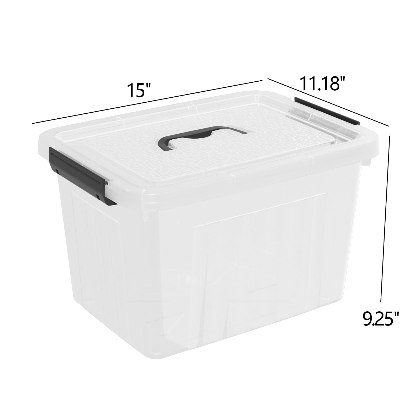 Ponpong 18L Large Plastic Storage Box, Clear Plastic Latch Box, 4 Pack