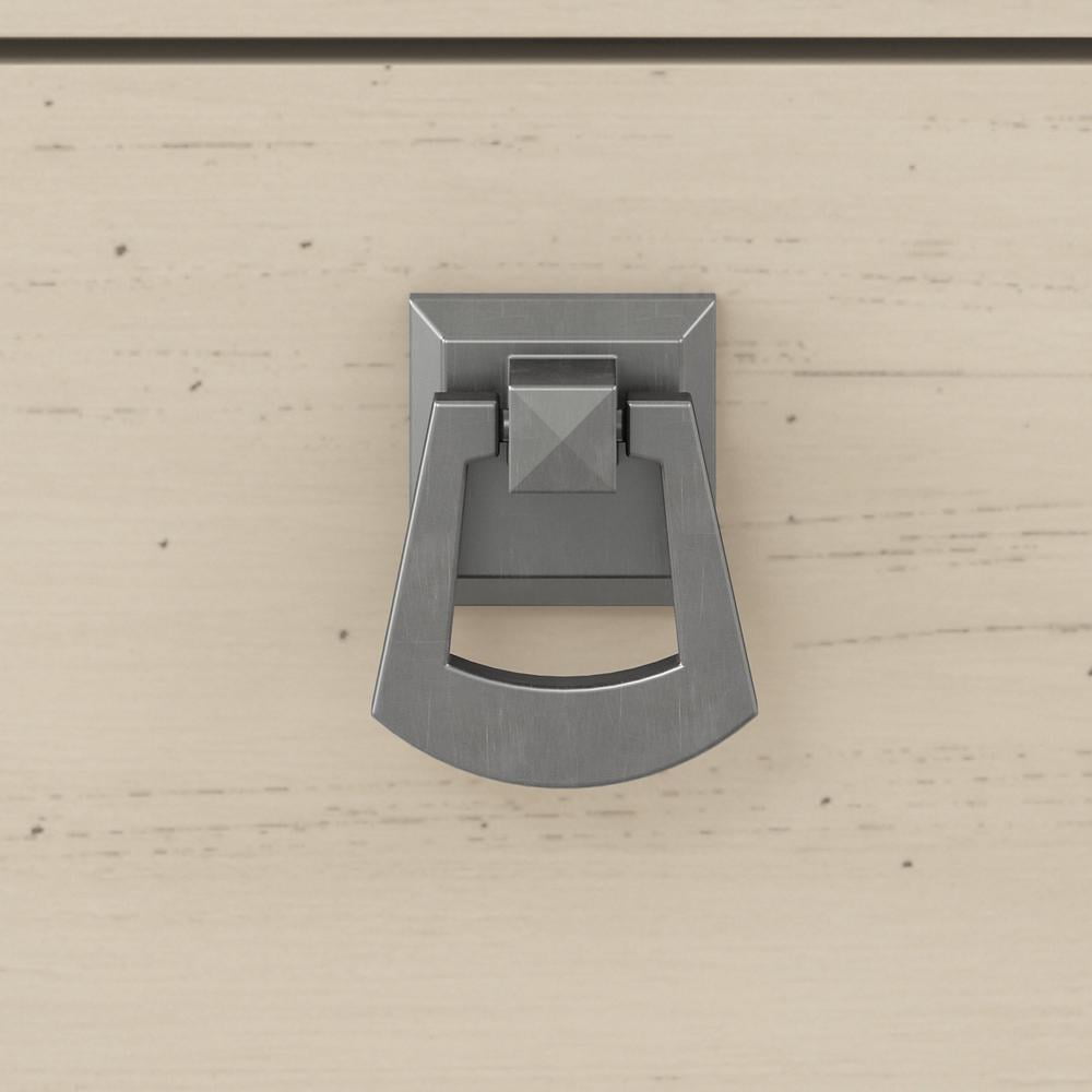 Salinas L Desk with Hutch & File Cabinet in Antique White - Engineered Wood