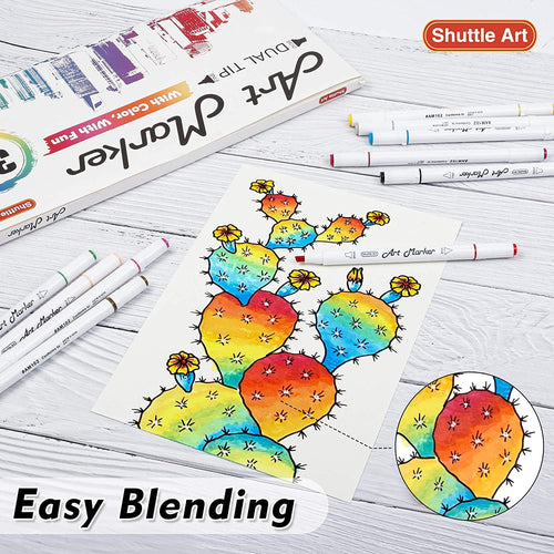 30 Colors Dual Tip Art Markers,Shuttle Art Marker Pens for Adult Coloring Books Sketching and Card Making
