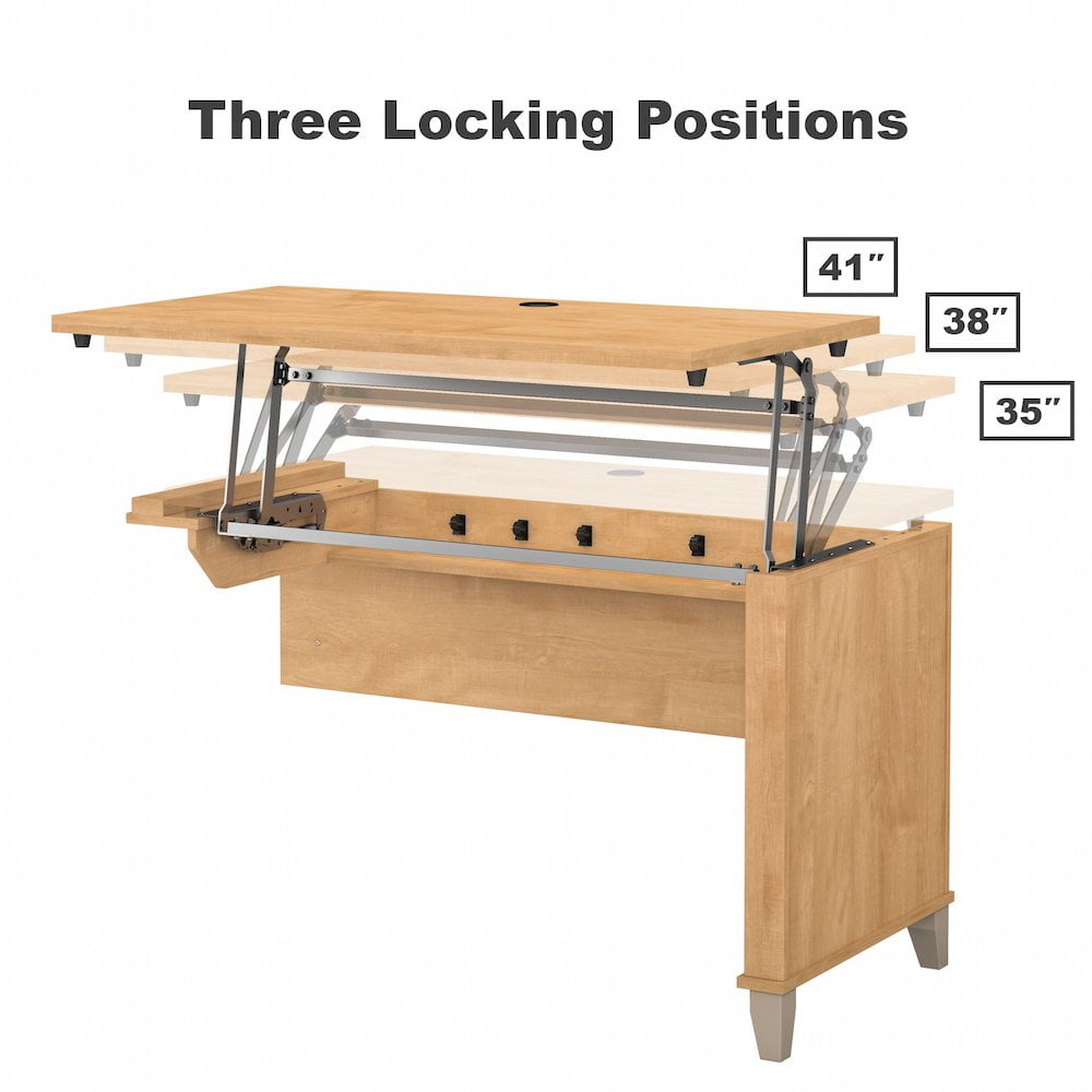 Somerset 72W Sit Stand L Desk with Hutch in Maple Cross - Engineered Wood