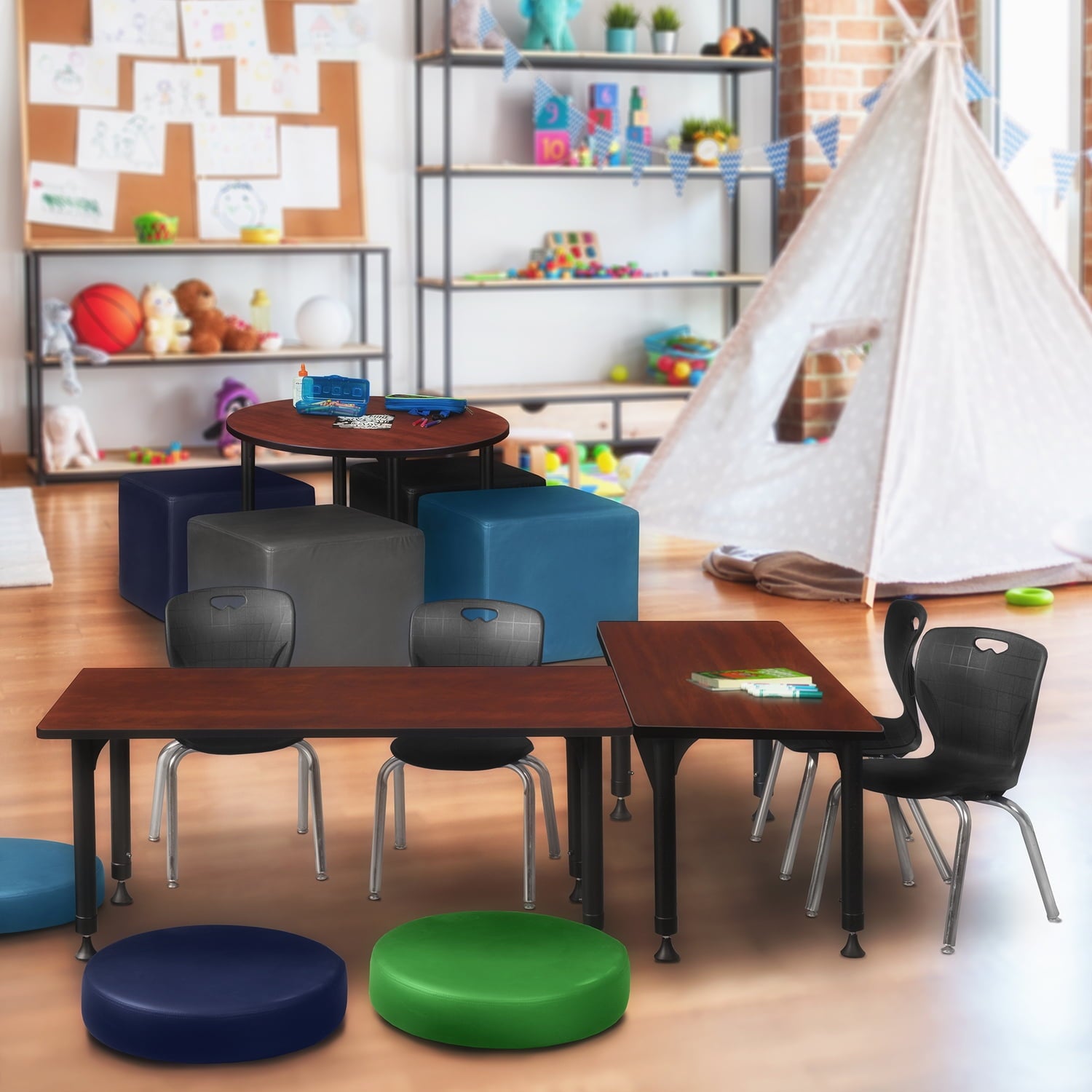 Regency Kee 42 x 24 in. Height Adjustable Classroom Activity Table- Cherry