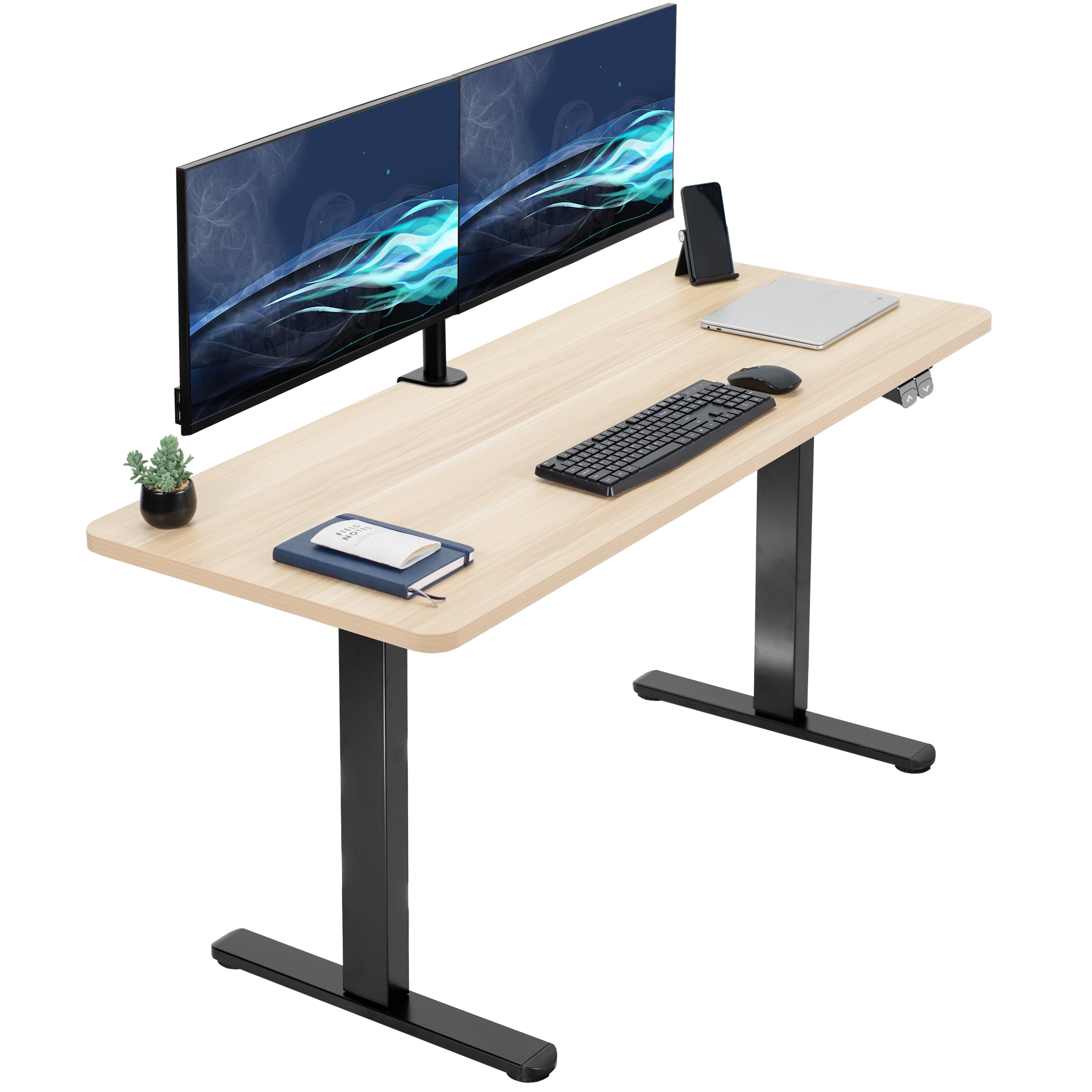 VIVO Electric 60” x 24” Stand Up Desk Workstation | Dark Walnut Table Top, Black Frame