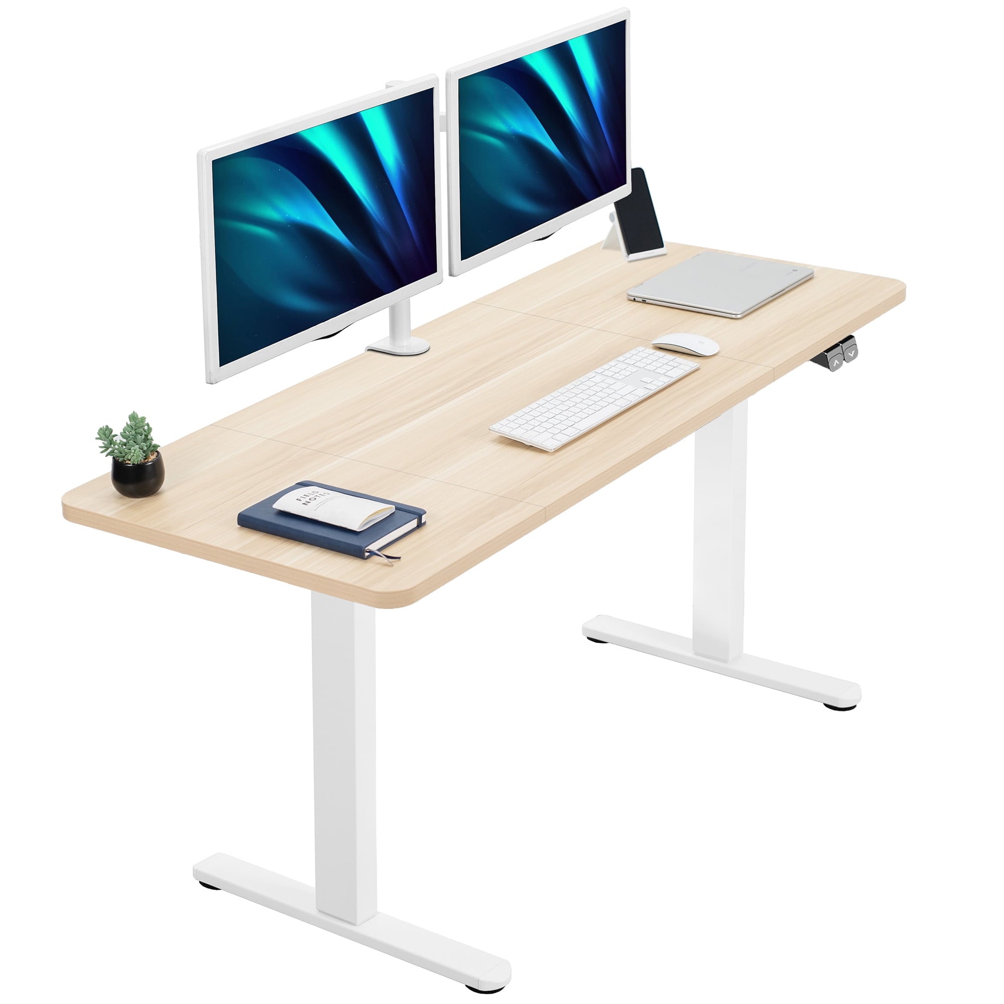 VIVO Electric 60” x 24” Stand Up Desk Workstation | Dark Walnut Table Top, Black Frame