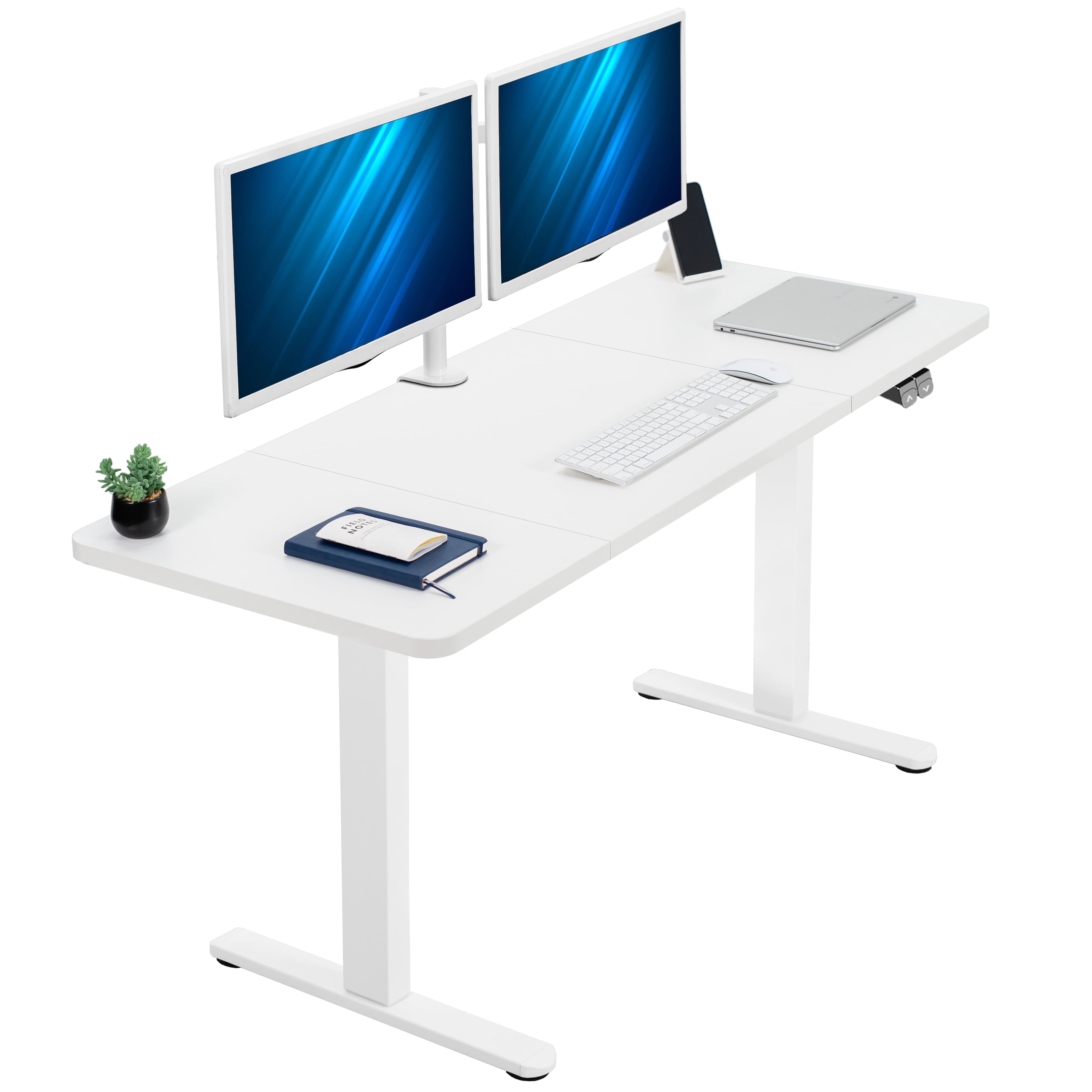VIVO Electric 60” x 24” Stand Up Desk Workstation | Dark Walnut Table Top, Black Frame