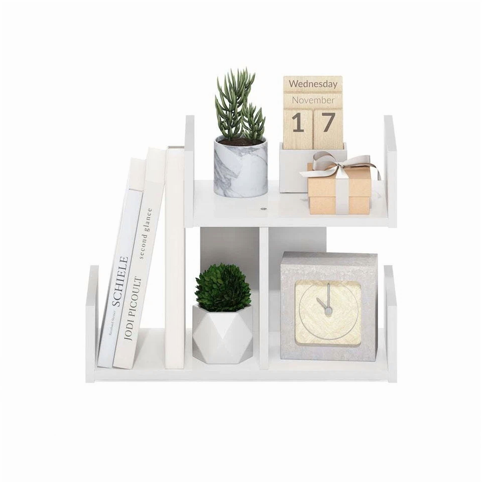 Wooden Desktop Bookshelf Storage Organizer For Home And Office Supplies