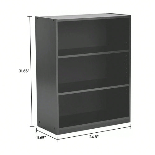3-Shelf Bookcase With Adjustable Shelves,  True Black Oak